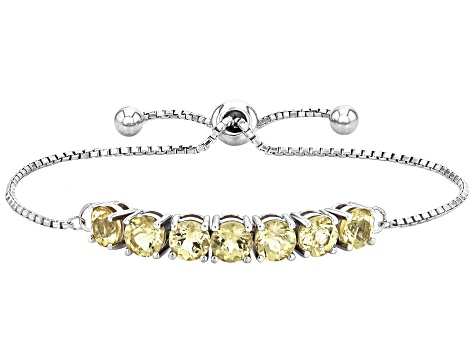 Yellow Apatite Rhodium Over Sterling Silver Bolo Bracelet 2.98ctw