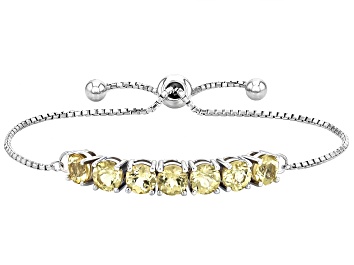 Picture of Yellow Apatite Rhodium Over Sterling Silver Bolo Bracelet 2.98ctw