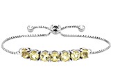 Yellow Apatite Rhodium Over Sterling Silver Bolo Bracelet 2.98ctw