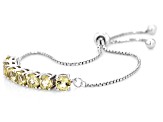 Yellow Apatite Rhodium Over Sterling Silver Bolo Bracelet 2.98ctw