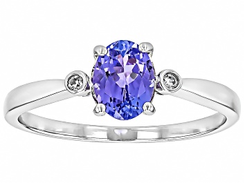 Picture of Blue Tanzanite Rhodium Over Sterling Silver Ring 0.92ctw