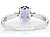 Blue Tanzanite Rhodium Over Sterling Silver Ring 0.92ctw