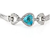 Blue Turquoise Rhodium Over Sterling Silver Bracelet 0.67ctw