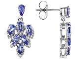 Blue Tanzanite Rhodium Over Sterling Silver Dangle Earrings 2.75ctw