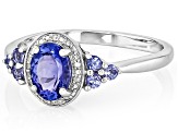 Blue Tanzanite Rhodium Over Sterling Silver Ring 1.07ctw