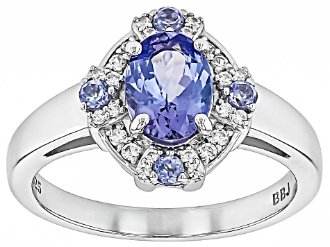 Blue Tanzanite Rhodium Over Sterling Silver Ring 1.42ctw