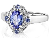 Blue Tanzanite Rhodium Over Sterling Silver Ring 1.42ctw