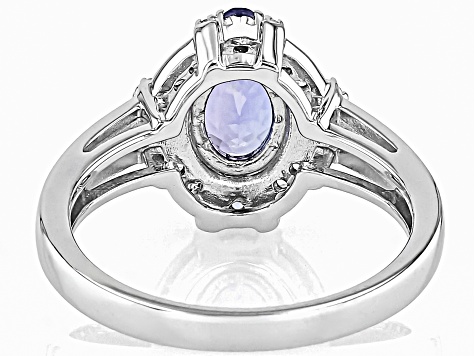 Blue Tanzanite Rhodium Over Sterling Silver Ring 1.42ctw