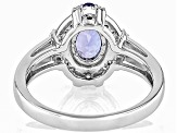 Blue Tanzanite Rhodium Over Sterling Silver Ring 1.42ctw