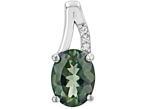 Green Labradorite Rhodium Over Sterling Silver Pendant 0.92ctw