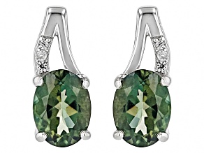 Green Labradorite Rhodium Over Sterling Silver Earrings 1.91ctw