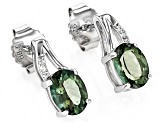 Green Labradorite Rhodium Over Sterling Silver Earrings 1.91ctw