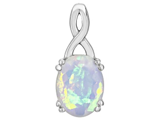 Multicolor Ethiopian Opal Rhodium Over Sterling Silver Pendant 0.93ct