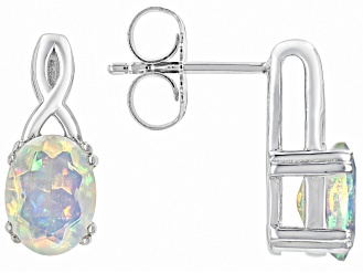 Multicolor Ethiopian Opal Rhodium Over Sterling Silver Earrings 1.11ctw