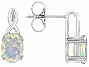 Multicolor Ethiopian Opal Rhodium Over Sterling Silver Earrings 1.11ctw