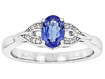 Picture of Blue Tanzanite Rhodium Over Sterling Silver Ring 0.70ctw