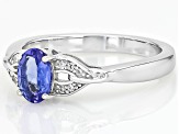 Blue Tanzanite Rhodium Over Sterling Silver Ring 0.70ctw