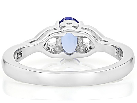 Blue Tanzanite Rhodium Over Sterling Silver Ring 0.70ctw