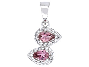 Pink Tourmaline Rhodium Over Sterling Silver Pendant 0.52ctw