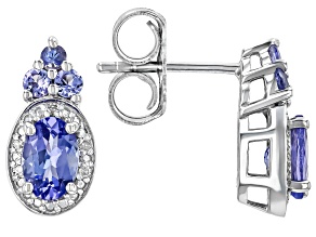Blue Tanzanite Rhodium Over Sterling Silver Earrings 1.08ctw