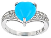 Blue Sleeping Beauty Turquoise Rhodium Over Silver Ring .31ctw