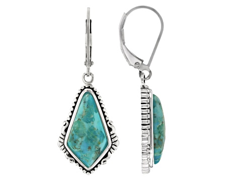 Blue Turquoise Sterling Silver Dangle Earrings