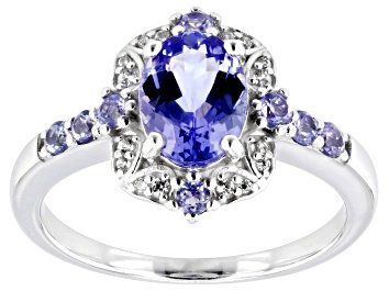 Picture of Blue Tanzanite Rhodium Over Sterling Silver Ring 1.36ctw