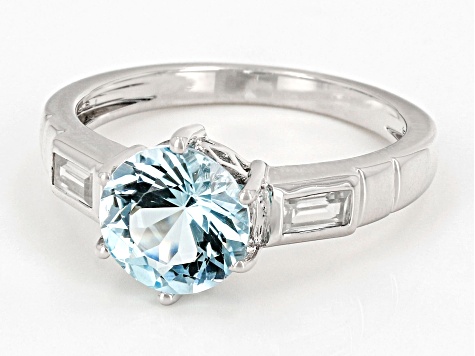 Sky Blue Topaz Rhodium Over Sterling Silver Ring 2.16ctw