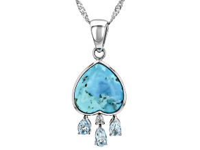 Blue Composite Turquoise Rhodium Over Silver Pendant With Chain 0.48ctw