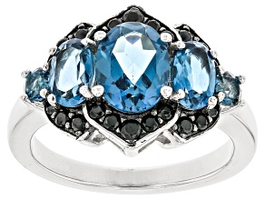 London Blue Topaz Rhodium Over Sterling Silver Ring 2.66ctw