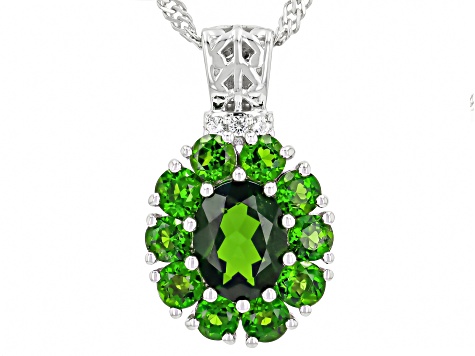 Chrome Diopside Rhodium Over Sterling Silver Pendant With Chain 2.04ctw