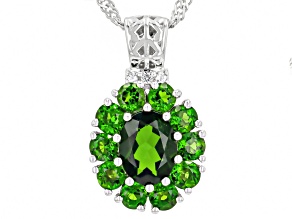 Chrome Diopside Rhodium Over Sterling Silver Pendant With Chain 2.04ctw