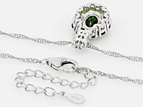 Green Chrome Diopside Rhodium Over Sterling Silver Pendant