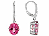 Pink Topaz Rhodium Over Sterling Silver Earrings 5.66ctw