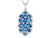 London Blue Topaz Rhodium Over Sterling Silver Pendant With Chain 6.86ctw