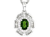 Green Chrome Diopside Rhodium Over Silver Pendant With Chain 1.43ctw