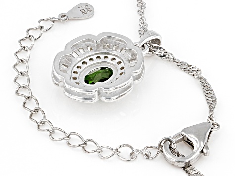 Green Chrome Diopside Rhodium Over Silver Pendant With Chain 1.43ctw