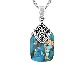 Mohave Kingman Turquoise Sterling Silver Pendant With Chain