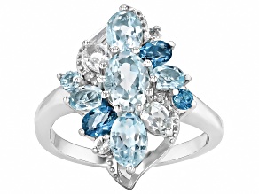 Sky Blue Topaz Rhodium Over Silver Ring 2.94ctw