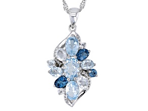 Sky Blue Topaz Rhodium Over Sterling Silver Pendant With Chain 2.94ctw