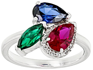 Picture of Red Lab Created Ruby Rhodium Over Sterling Silver Ring 2.02ctw