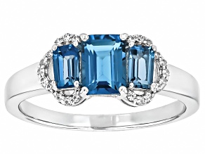 London Blue Topaz Rhodium Over Sterling Silver Ring 1.85ctw