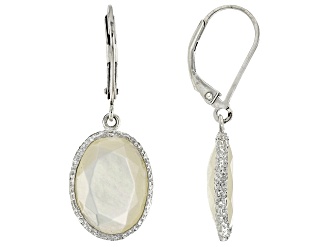 Mother-Of-Pearl Rhodium Over Sterling Silver Earrings