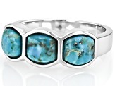 Blue Kingman Turquoise Rhodium Over Sterling Silver Band Ring - CTB1942 ...