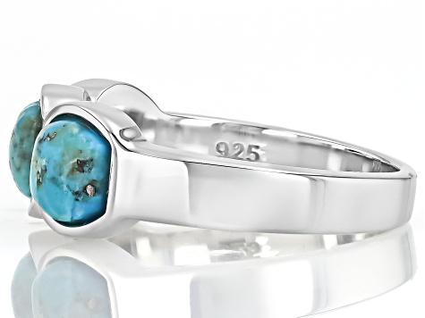 Blue Kingman Turquoise Rhodium Over Sterling Silver Band Ring - CTB1942 ...