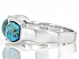 Blue Kingman Turquoise Rhodium Over Sterling Silver Band Ring - CTB1942 ...