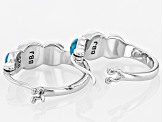 Blue Kingman Turquoise Rhodium Over Sterling Silver Hoop Earrings