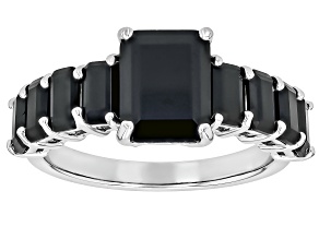 Black Spinel Rhodium Over Sterling Silver Ring 4.45ctw