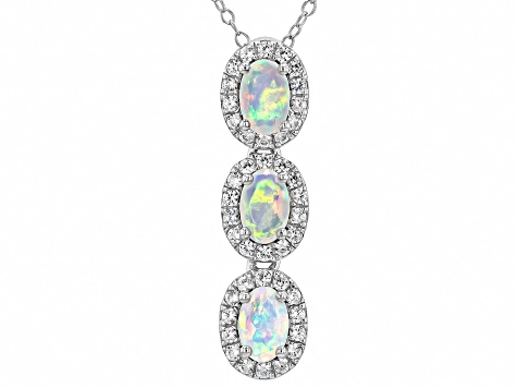 Ethiopian Opal Rhodium Over Sterling Silver Pendant With Chain 1.22ctw