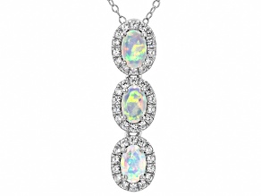 White Ethiopian Opal Rhodium Over Sterling Silver Pendant With Chain 1.22ctw